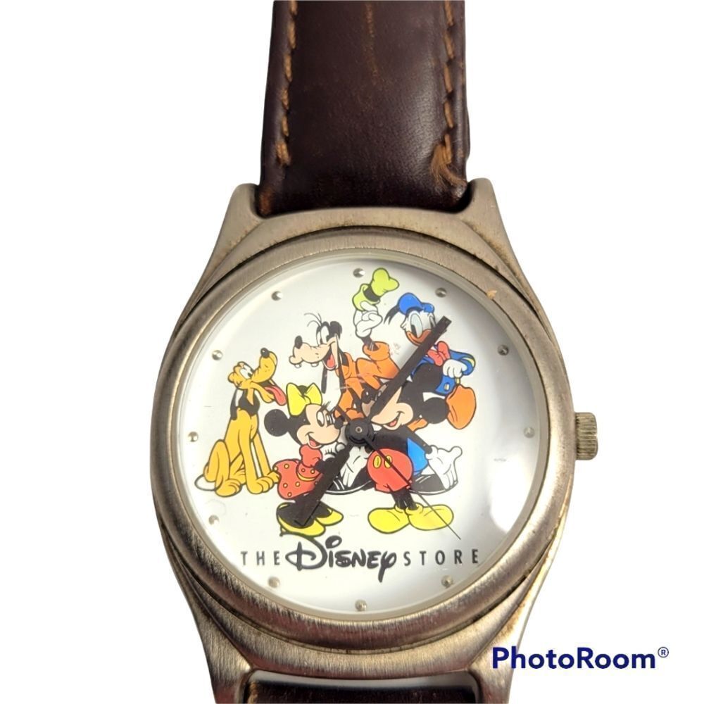 Vintage Mickey Mouse & Friends leather band watch